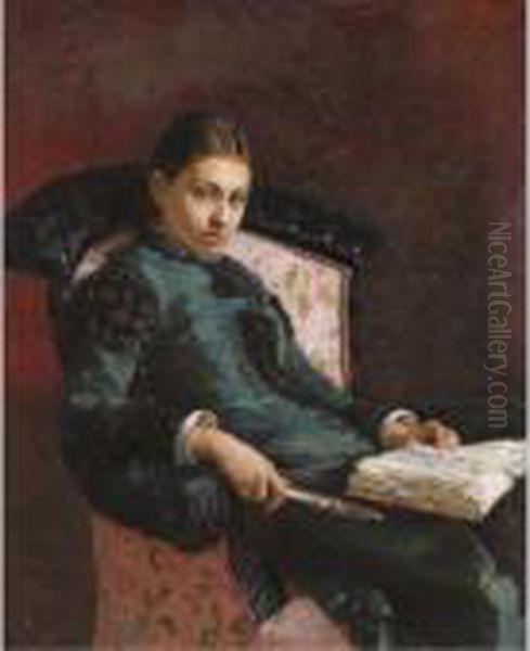 Portrait Of The Artist's Wife, Vera Repin Oil Painting by Ilya Efimovich Efimovich Repin