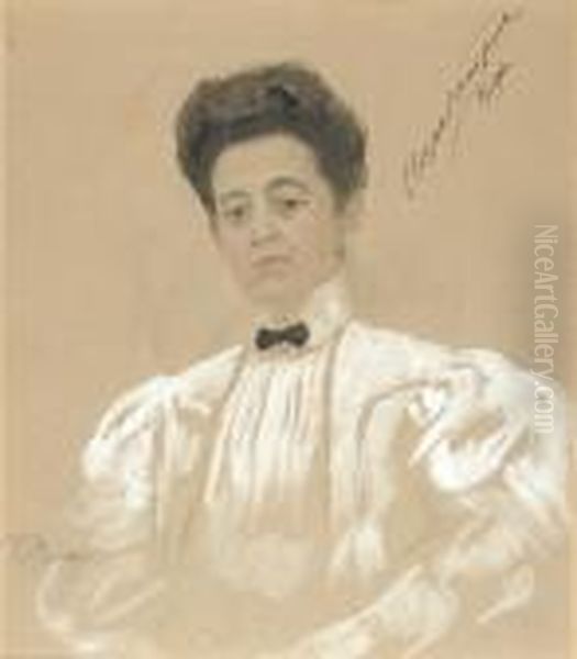 Portrait Of Vera Kankrina Oil Painting by Ilya Efimovich Efimovich Repin