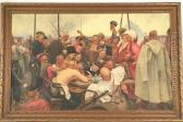 The Reply Of The Zaporozhian Cossacks To Sultan Mahmound Iv Oil Painting by Ilya Efimovich Efimovich Repin