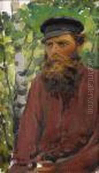 Portrait Of A Russian Peasant Oil Painting by Ilya Efimovich Efimovich Repin