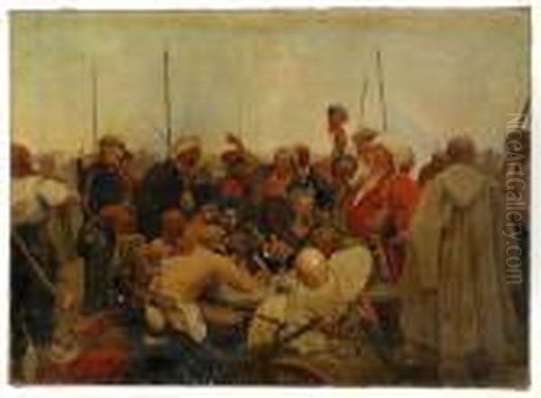 The Cossacks Writing A Mocking Letter To The Sultan Oil Painting by Ilya Efimovich Efimovich Repin