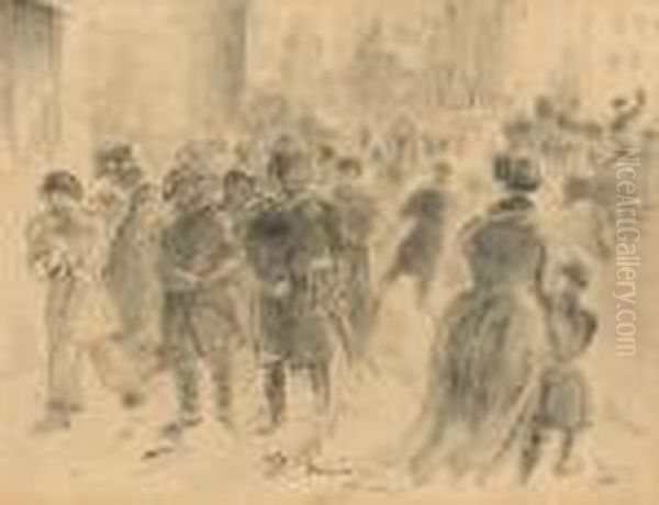 Street Scene, Illustration To Poem By Tolstoj 