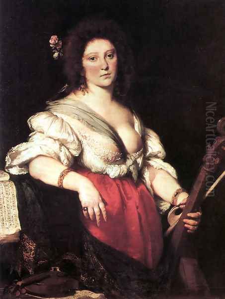 The Viola da Gamba Player Oil Painting by Bernardo Strozzi