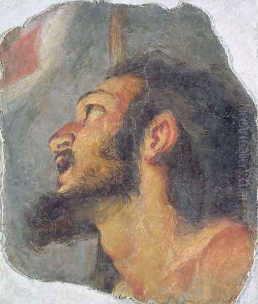 The Head of St. John the Baptist, fragment from a fresco Oil Painting by Bernardo Strozzi