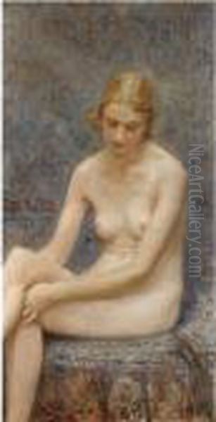 Seated Nude Oil Painting by Ilya Efimovich Efimovich Repin