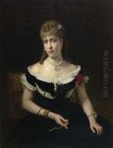 Portrait Of A Lady, Probably Madame Frankenstein. 1875. Oil Painting by Ilya Efimovich Efimovich Repin