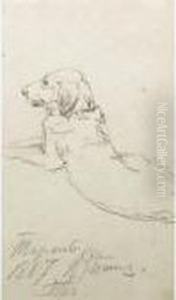 Study Of A Dog Oil Painting by Ilya Efimovich Efimovich Repin