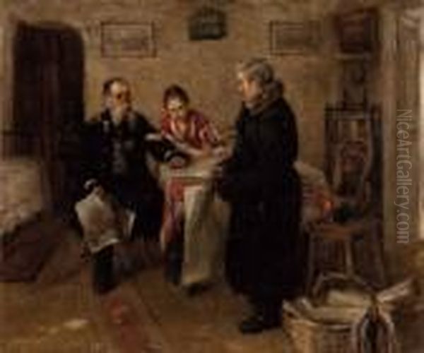 Der Besuch Oil Painting by Ilya Efimovich Efimovich Repin