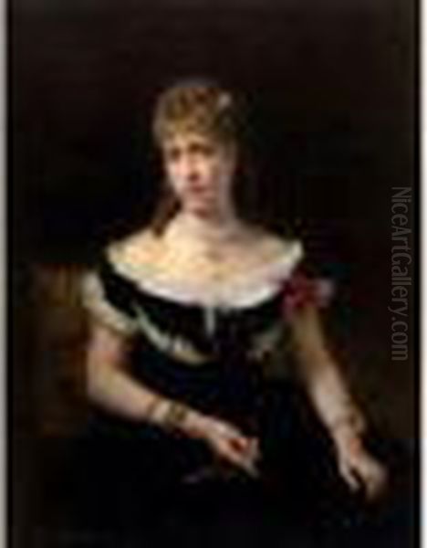 Portrait Of A Lady, Believed To Be Madame Frankenstein Oil Painting by Ilya Efimovich Efimovich Repin