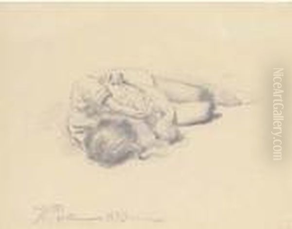 Study Of A Sleeping Child Oil Painting by Ilya Efimovich Efimovich Repin