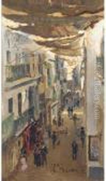 A Street In Seville Oil Painting by Ilya Efimovich Efimovich Repin