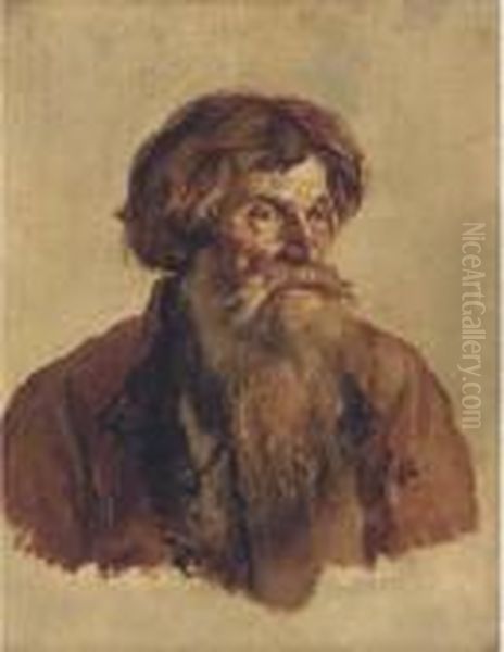 Portrait Of An Old Man Oil Painting by Ilya Efimovich Efimovich Repin