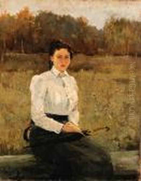 Portrait Of N. Repina Oil Painting by Ilya Efimovich Efimovich Repin