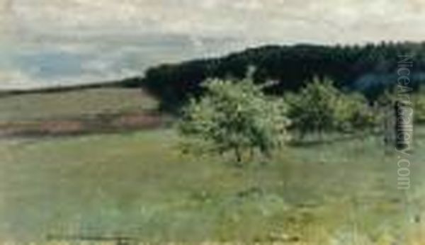 Apple Orchard In Spring Oil Painting by Ilya Efimovich Efimovich Repin