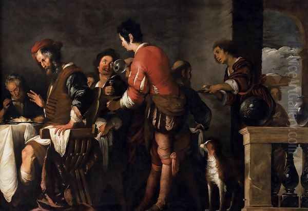 Banquet at the House of Simon (detail 1) Oil Painting by Bernardo Strozzi