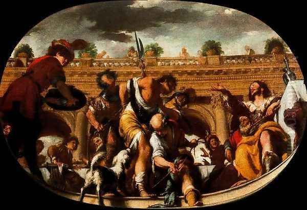 The Parable of the invited unworthy Oil Painting by Bernardo Strozzi