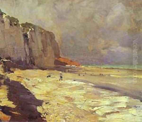 Beach At Dieppe Study 1890s Oil Painting by Bernardo Strozzi