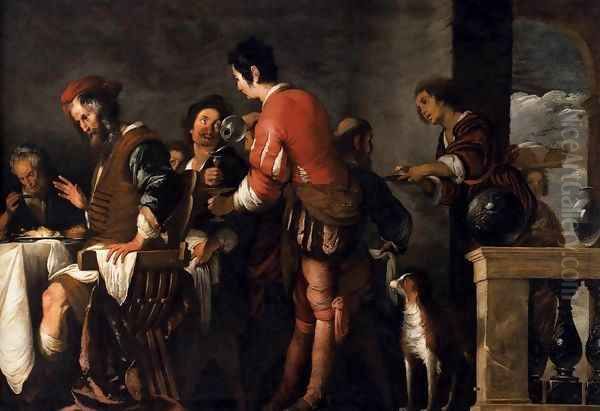 Banquet at the House of Simon (detail) 2 Oil Painting by Bernardo Strozzi