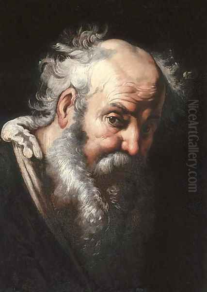 Head of a bearded man Oil Painting by Bernardo Strozzi