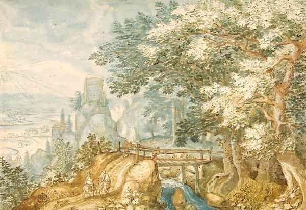 Landscape with a Footbridge Oil Painting by Pieter Stevens