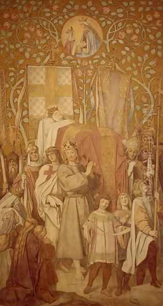 Frescos in Wartburg Castle, c.1854-55 Oil Painting by Moritz Ludwig von Schwind