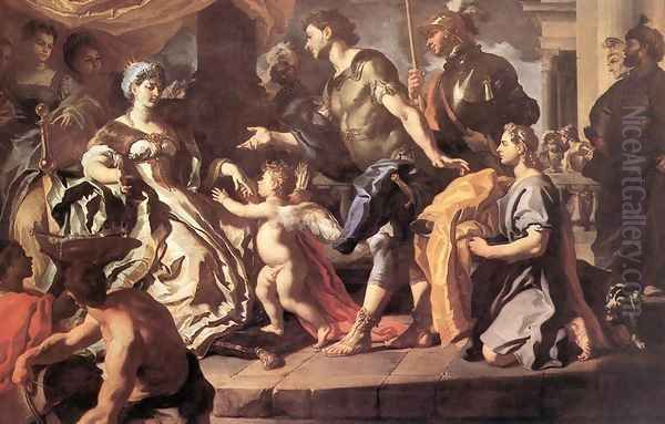 Dido Receiving Aeneas and Cupid Disguised as Ascanius 1720s Oil Painting by Francesco Solimena