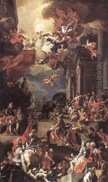 The Massacre of the Giustiniani at Chios Oil Painting by Francesco Solimena