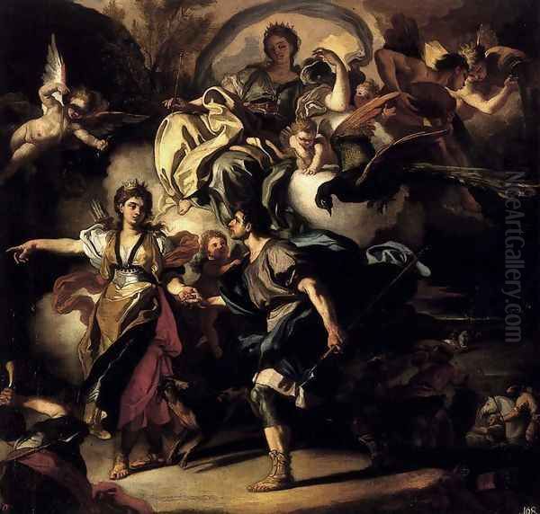 The Royal Hunt Of Dido And Aeneas Oil Painting by Francesco Solimena