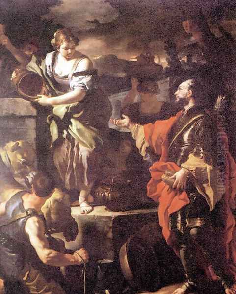 Rebecca And Eliezer At The Well Oil Painting by Francesco Solimena