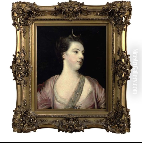 Portrait Of Lady Anne Dawson, Bust-length, As Diana Oil Painting by Sir Joshua Reynolds