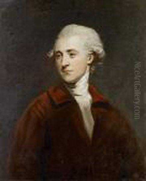 Portrait Of Richard Burke, Half-length, In A Red Overcoat, White Chemise And Cravat Oil Painting by Sir Joshua Reynolds