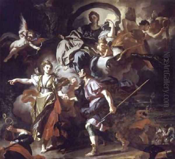 The Royal Hunt of Dido and Aeneas 171214 Oil Painting by Francesco Solimena