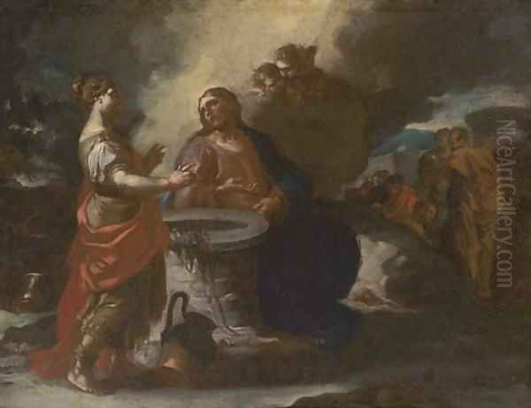 Christ and the Woman of Samaria Oil Painting by Francesco Solimena