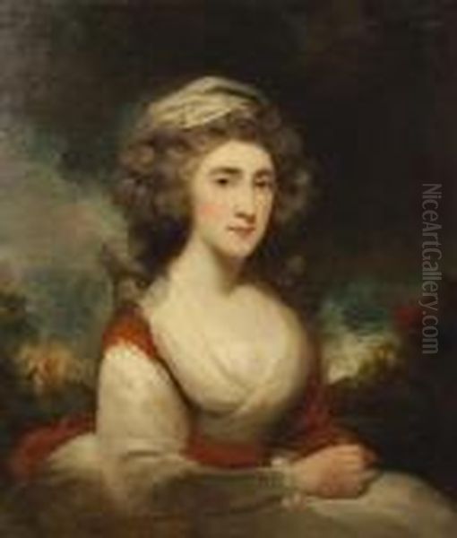 A Portrait Of A Seated Lady Oil Painting by Sir Joshua Reynolds