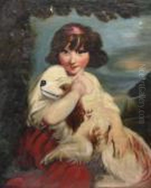 Girl With A Dog Oil Painting by Sir Joshua Reynolds