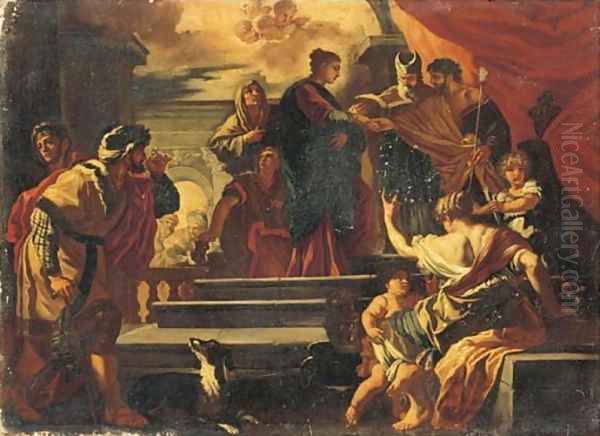 The Marriage of the Virgin a bozzetto Oil Painting by Francesco Solimena