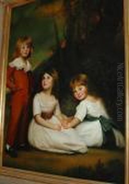 A Portrait Of Three Young Children Inwoodland Oil Painting by Sir Joshua Reynolds