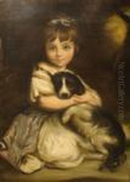 Portrait Of Miss Jane Bowles With Her Spaniel Oil Painting by Sir Joshua Reynolds