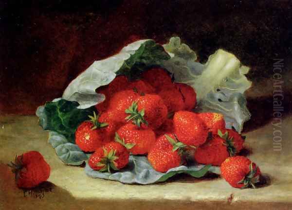 Strawberries On A Cabbage Leaf Oil Painting by Eloise Harriet Stannard