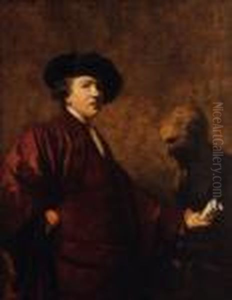  Autoportrait En Habit De 
Presidentd'academie Royale De Peinture De Londres, Contemplant Le Buste 
Demichel- Ange  Oil Painting by Sir Joshua Reynolds