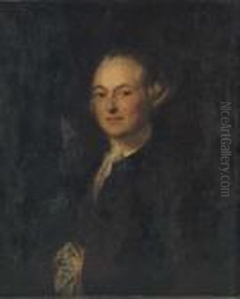 Portrait Of Mr. Samuel Ingham, Half-length, In A Dark Coat With Lace Collar And Cuff Oil Painting by Sir Joshua Reynolds