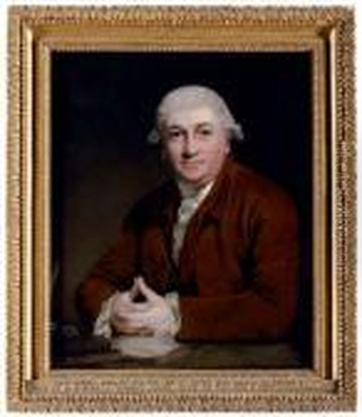 Portrait Of David Garrick (1717-1779), Half-length, In A Brown Coat, At His Desk Oil Painting by Sir Joshua Reynolds