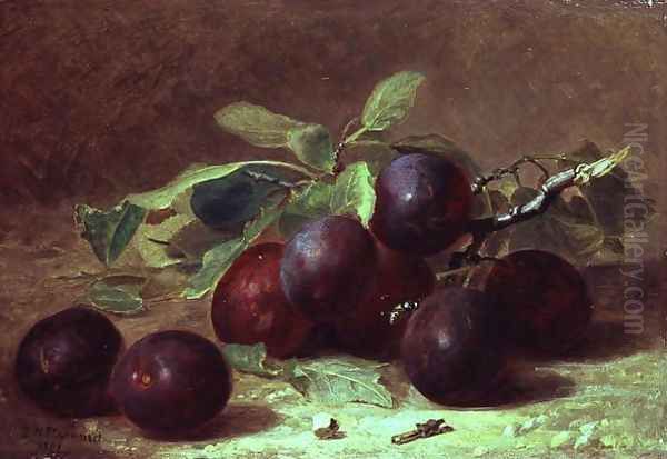 A Wasp Resting on a Sprig of Victoria Plums, 1891 Oil Painting by Eloise Harriet Stannard