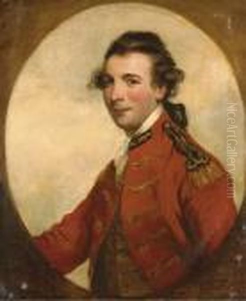 Portrait Of An Officer, Identified As Sir Robert Fletcher, Half-length, In Uniform Oil Painting by Sir Joshua Reynolds