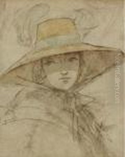 Lady In A Sun Hat Oil Painting by Sir Joshua Reynolds