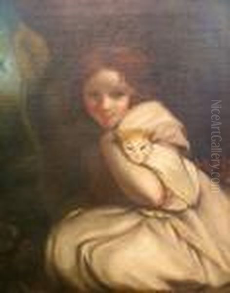 Her Favorite Pet Oil Painting by Sir Joshua Reynolds