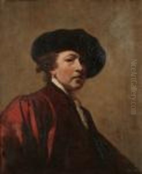 A Self Portrait Of The Artist Oil Painting by Sir Joshua Reynolds