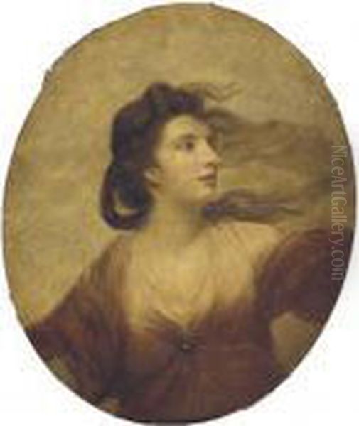 A Sketch Of One Of The Montgomery Sisters Oil Painting by Sir Joshua Reynolds