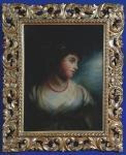 Portrait Of A Lady With A Ruby Necklace Oil Painting by Sir Joshua Reynolds