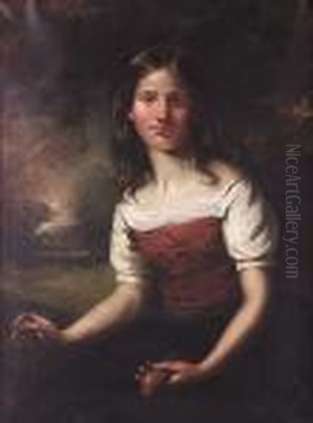 Portrait Of A Young Girl With A Dead Finch Oil Painting by Sir Joshua Reynolds